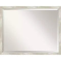 30" x 24" Crackled Metallic Narrow Framed Wall Mirror Silver - Amanti Art: Beveled, Polystyrene Frame, No Assembly