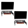 Mind Reader Monitor Stand, Ventilated Laptop Riser, Paper Tray, Office, Metal Mesh, 20"L x 11.5"W x 5.5"H, Set of 2, Black