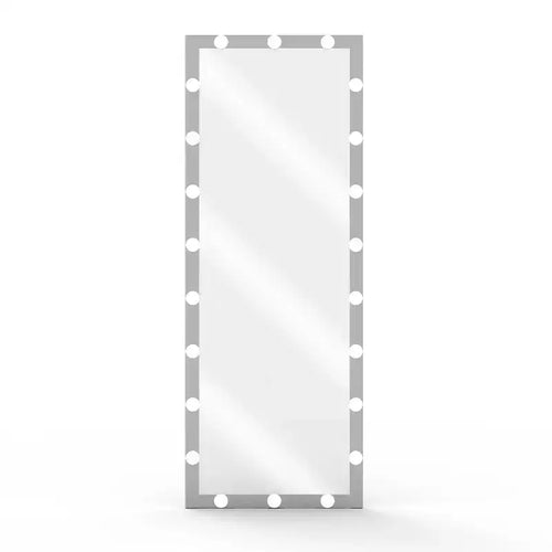 Miroir pleine longueur Hollywood 63x24 argenté avec lumières : 4 modes de couleur, commande tactile, mural ou sur pied