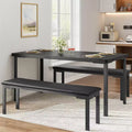 Dining Table Set for 4, Kitchen Table with 2 Benches, Metal Frame, Space-Saving Dining Room Dinette Sets for Kitchen, Dining Room