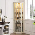 Meuble d'angle Okak, Vitrine d'angle avec portes et étagères en verre, Vitrine d'exposition d'angle pour salon