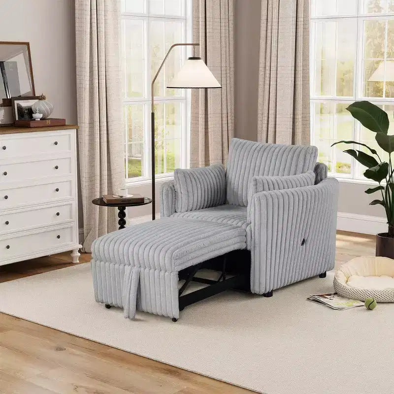Fauteuil convertible CLIHOME avec USB et 2 oreillers, Canapé-lit une place, Canapé-lit gigogne