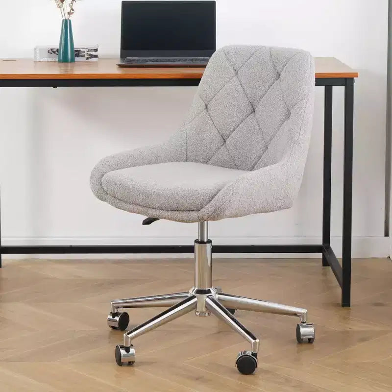 Okak Chaise de Bureau Moderne Réglable en Polaire Teddy, Meuble de Salon, Petite Chaise Pivotante pour Bureau, Étude, Studio
