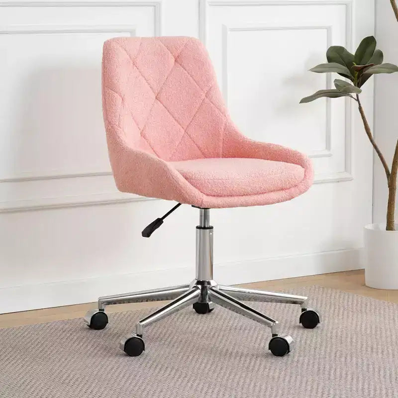 Okak Chaise de Bureau Moderne Réglable en Polaire Teddy, Meuble de Salon, Petite Chaise Pivotante pour Bureau, Étude, Studio