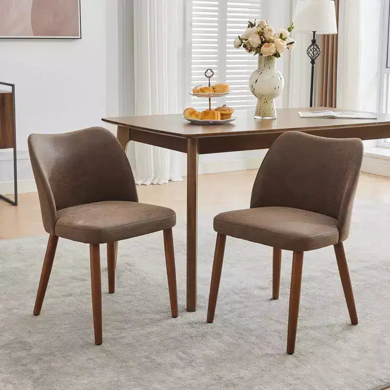Lot de 2 chaises de salle à manger, chaises de salle à manger rembourrées avec pieds en bois, dossier aile, chaises de cuisine avec coussins épais