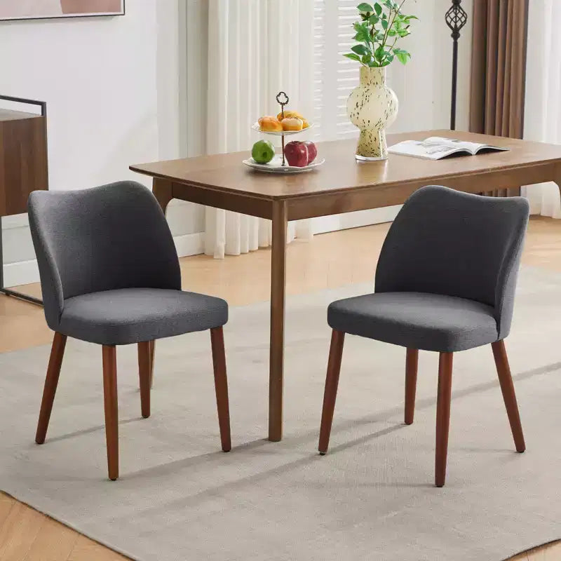 Lot de 2 chaises de salle à manger, chaises de salle à manger rembourrées avec pieds en bois, dossier aile, chaises de cuisine avec coussins épais