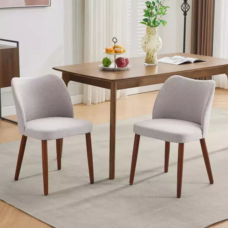 Lot de 2 chaises de salle à manger, chaises de salle à manger rembourrées avec pieds en bois, dossier aile, chaises de cuisine avec coussins épais