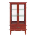 Lighted Corner Curio Cabinet with Tempered Glass Doors & Shelves - Elegant Cherry Display Case with Bulb for Living Room & Bedroom Decor