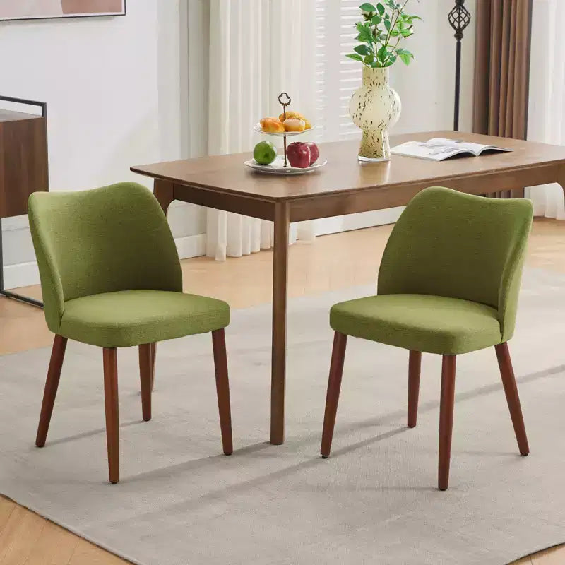 COZONY Lot de 2 chaises de salle à manger en lin, chaises d'appoint rembourrées en tissu avec dossier ailé, coussins épais et pieds en bois pour salle à manger, salon