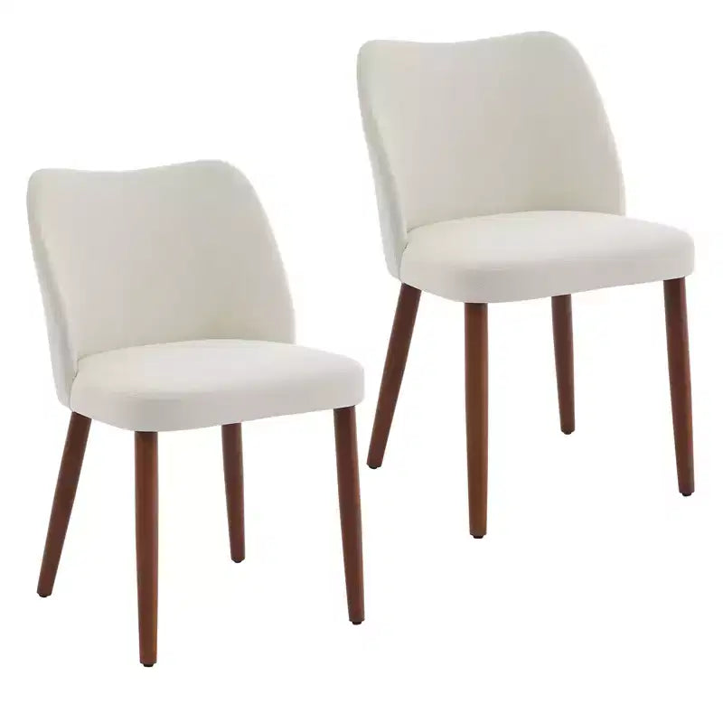 COZONY Lot de 2 chaises de salle à manger en lin, chaises d'appoint rembourrées en tissu avec dossier ailé, coussins épais et pieds en bois pour salle à manger, salon