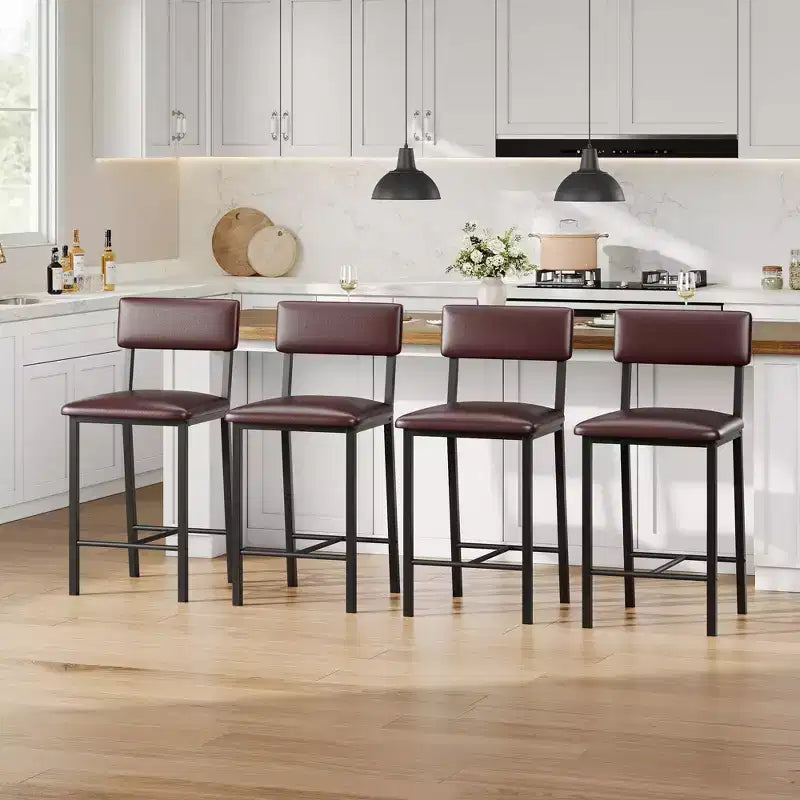 Lot de 4 tabourets de bar TruAIR – Tabourets de hauteur comptoir avec dossier et pieds en métal pour îlot de cuisine/bar
