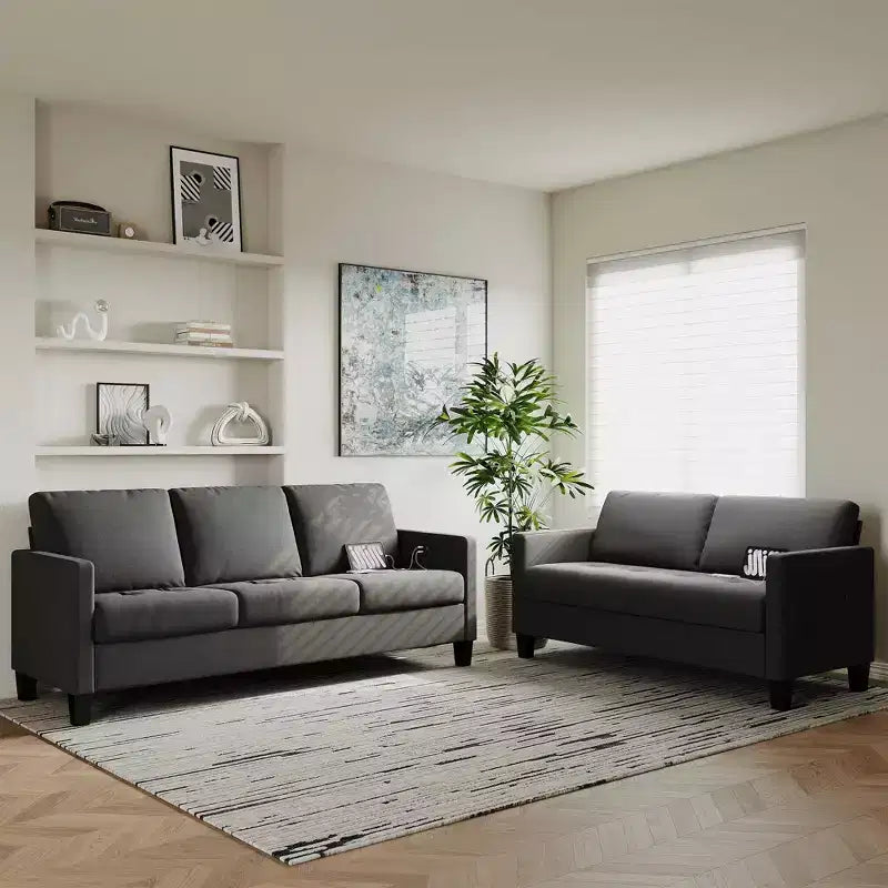 TYBOATLE Canapé 2 places en similicuir, canapé rembourré pour salon, ensemble de canapés modernes du milieu du siècle avec pieds en bois pour salon, chambre, bureau