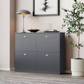 Okak Mid-Century Narrow Hidden Shoe Cabinet Side Board with 4 Flip Drawers,Freestanding Shoe Rack for Foyer, Entrances