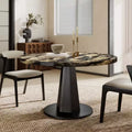 Roundhill Furniture Cavira Modern Faux Marble Dining Table with Wood Pedestal Base