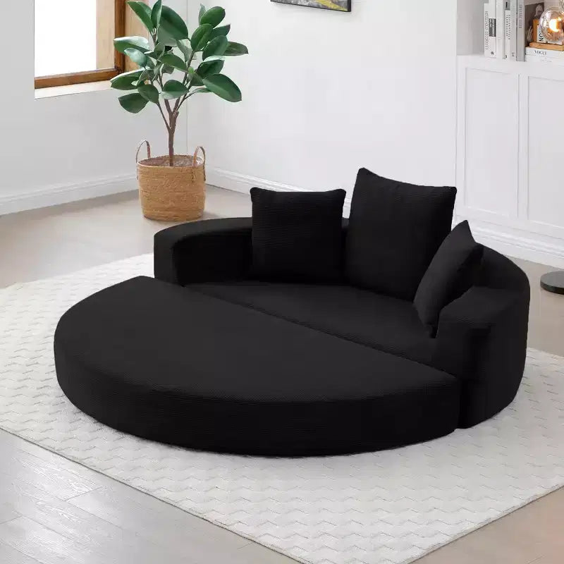 Canapé-lit convertible Okak Corduroy avec oreillers, futon rond pour salon, chambre à coucher