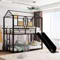 Whisen Twin Over Twin Bunk Bed & Housebed, Metal Bed Frame with Slide and Guard Rail