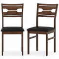 Costway Dining Chair Set of 2 w/ Rubber Wood Frame Padded Seat Curved Backrest