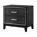 Royal Hampton Nightstand with 2 Drawers and Shimmery Details, Black