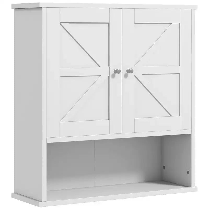 Armoire de toilette de ferme, armoire murale avec portes coulissantes et étagère réglable pour buanderie