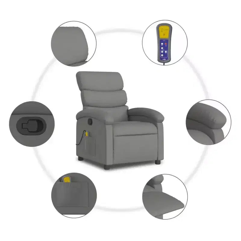 vidaXL Fauteuil inclinable de massage – Dossier inclinable manuel gris clair