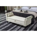 Banc de rangement en velours TUYOHW avec capitonnage à boutons et décorations cloutées, pouf de rangement avec pieds en bois et 1 oreiller, banc de rangement de bout de lit
