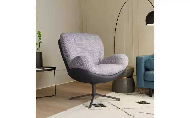 Chaise pivotante ergonomique de bureau TUYOHW 360°, en chenille et similicuir avec base en métal noir, chaise de bureau moderne