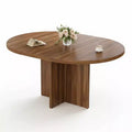 Extendable Oval Dining Table for 4-8, 59 Walnut Kitchen Table, Space-Saving Round to Oval Design for Dining Room or Kitchen