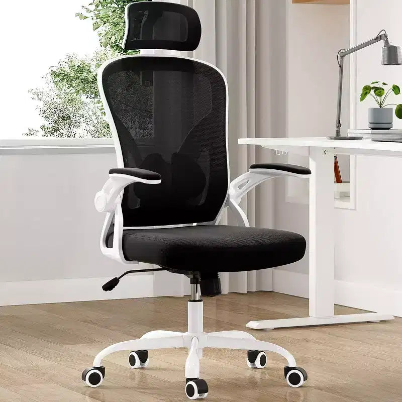 Chaise de bureau ergonomique TUYOHW, chaise pivotante d'ordinateur avec support lombaire réglable, accoudoirs relevables, appui-tête et dossier en maille pour la maison, la chambre à coucher