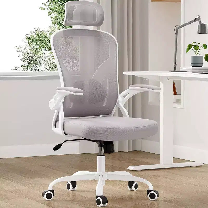 Chaise de bureau ergonomique TUYOHW, chaise pivotante d'ordinateur avec support lombaire réglable, accoudoirs relevables, appui-tête et dossier en maille pour la maison, la chambre à coucher