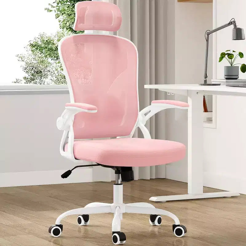 Chaise de bureau ergonomique TUYOHW, chaise pivotante d'ordinateur avec support lombaire réglable, accoudoirs relevables, appui-tête et dossier en maille pour la maison, la chambre à coucher