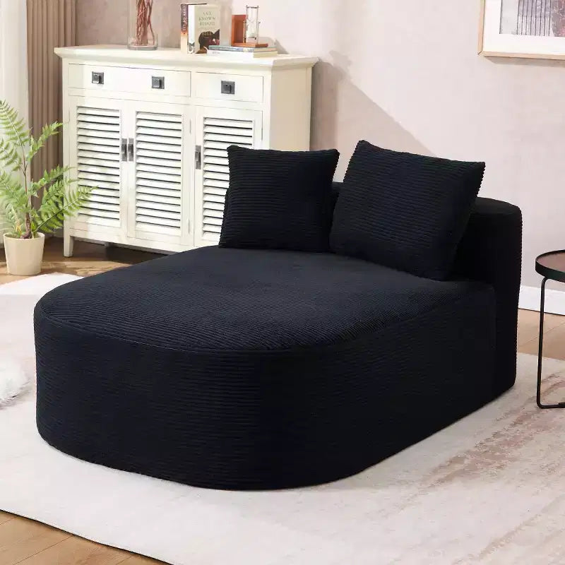 Chaise longue surdimensionnée en velours côtelé avec assise large de 117 cm, canapé-lit confortable avec oreillers pour salon ou chambre à coucher-Panipeachy