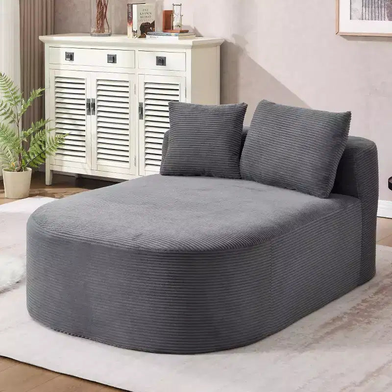 Chaise longue surdimensionnée en velours côtelé avec assise large de 117 cm, canapé-lit confortable avec oreillers pour salon ou chambre à coucher-Panipeachy