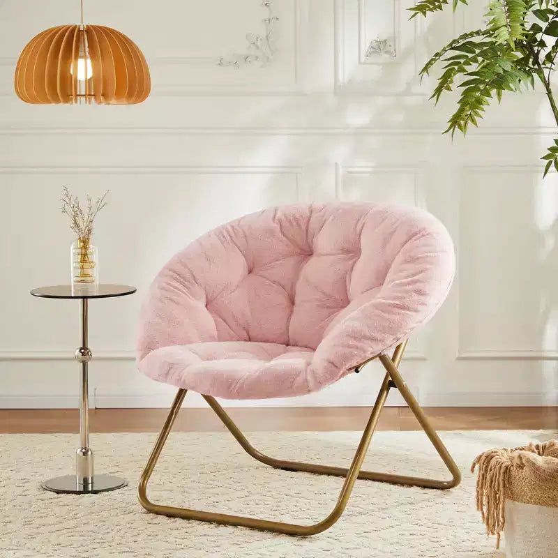 Chaise de salon moderne TUYOHW, fauteuil rembourré en fausse fourrure avec cadre robuste, chaises d'appoint pliables pour salon, chambre à coucher, bureau