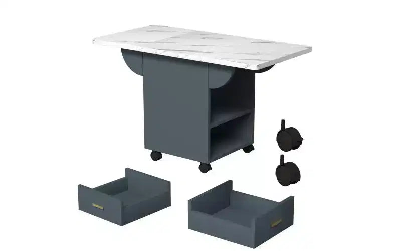 TUYOHW Table à manger mobile en bois avec roulettes, table de cuisine pliante avec rangement, table d'appoint multifonctionnelle pour table basse, îlot de cuisine