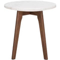 Marini Round Marble End Table - ACC8100 - Marble/Walnut - Safavieh