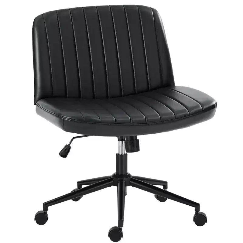 Chaise de bureau MAYEERTY à pattes croisées, chaise en tissu pivotante sans accoudoirs avec roulettes remplaçables et base fixe