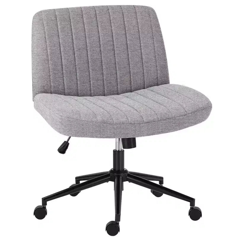Chaise de bureau MAYEERTY à pattes croisées, chaise en tissu pivotante sans accoudoirs avec roulettes remplaçables et base fixe