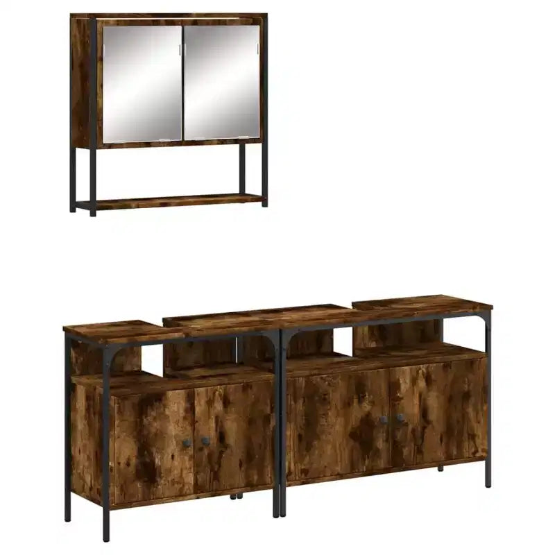 vidaXL Ensemble de meubles de salle de bain avec étagère 3 pcs Bois d'ingénierie Meuble de rangement