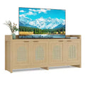 Mid Century Modern TV Stand for 65 Inch TV, Modern Entertainment Center with Storage Cabinet & 4 Doors, 59 Inch Console Table for Living Room