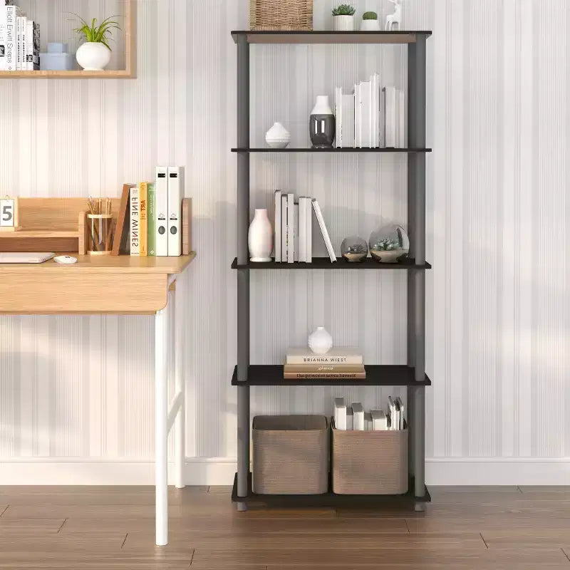 HOMLUX Bibliothèque décorative haute à 5 niveaux, étagère de rangement ouverte, étagères de présentation polyvalentes pour salon et bureau à domicile