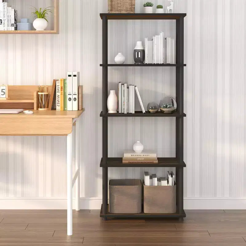 HOMLUX Bibliothèque décorative haute à 5 niveaux, étagère de rangement ouverte, étagères de présentation polyvalentes pour salon et bureau à domicile