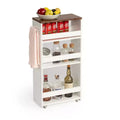 FurnitureR Rolling Storage Cart, Utility Carts on Wheels, 4 Tier Kitchen Cart with Handle, 7.9 W Storage Narrow Cart for Bathroom Laundry Room