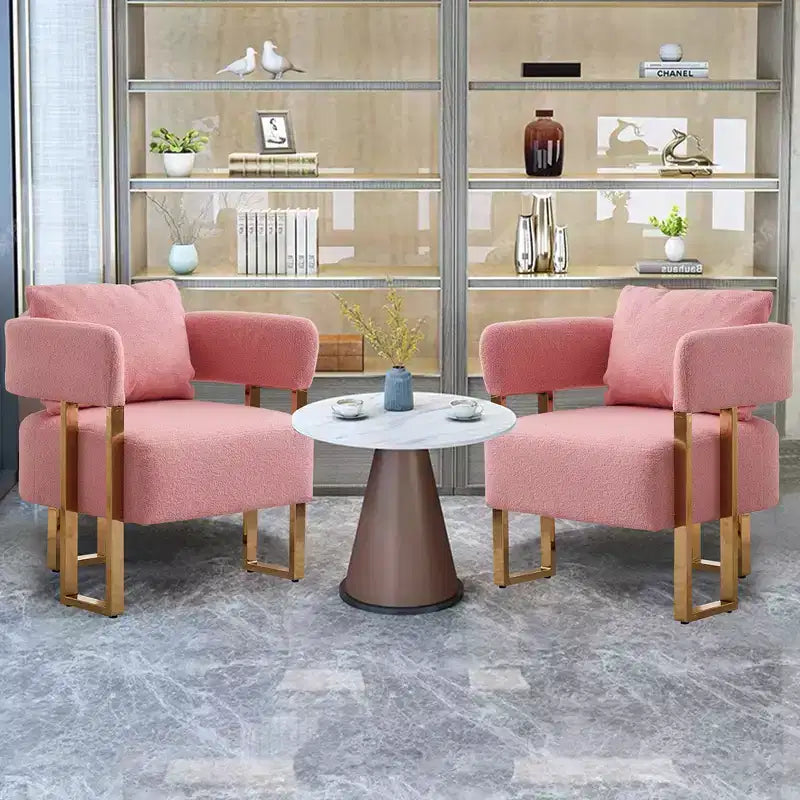 Lot de 2 fauteuils d'appoint modernes Zeus et Ruta avec revêtement en molleton doux et pieds en métal doré