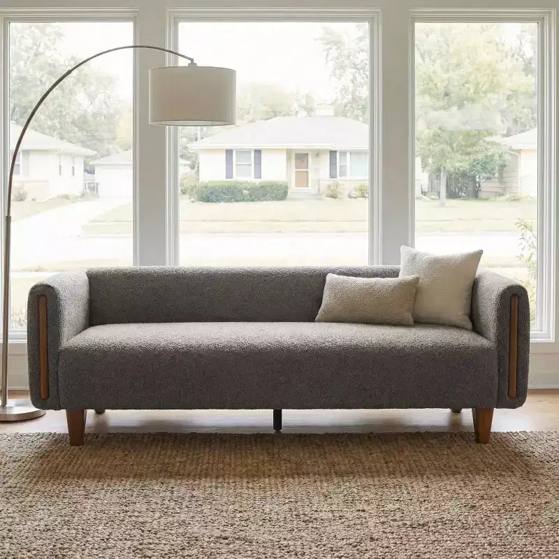 Canapé 3 places Christopher Knight Home Desire 78,7'' en bouclé et hévéa, style moderne