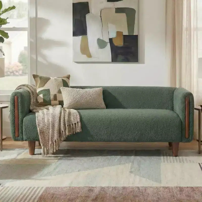 Canapé 3 places Christopher Knight Home Desire 78,7'' en bouclé et hévéa, style moderne