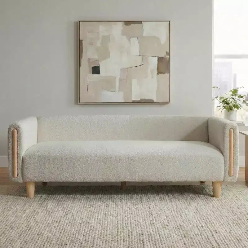 Canapé 3 places Christopher Knight Home Desire 78,7'' en bouclé et hévéa, style moderne