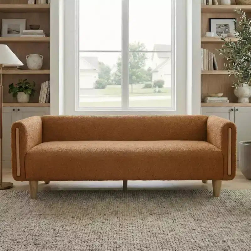 Canapé 3 places Christopher Knight Home Desire 78,7'' en bouclé et hévéa, style moderne