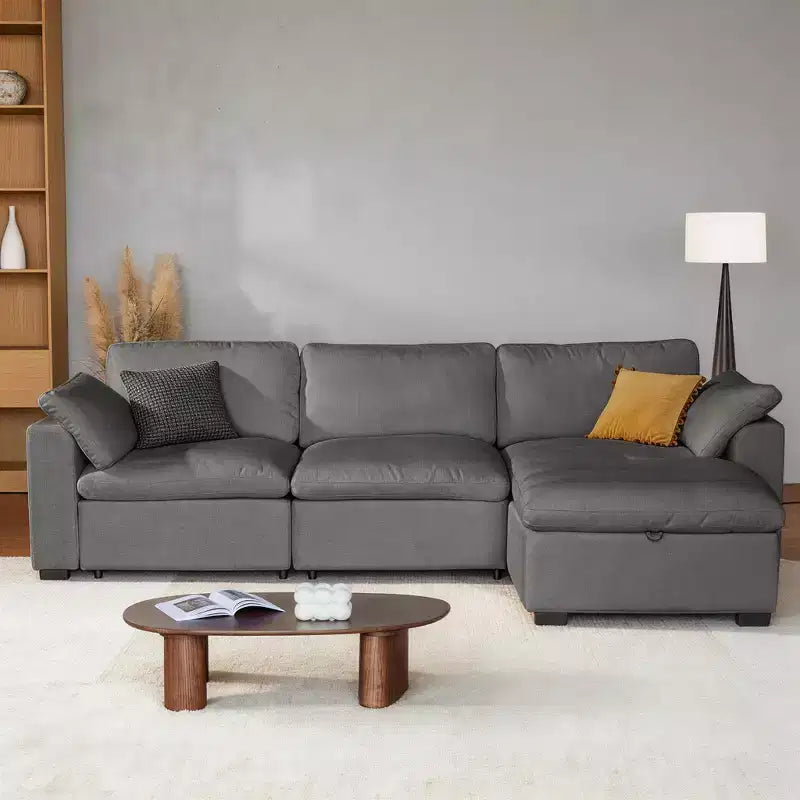Canapé d'angle modulable Dyonery Oversized Cloud pour salon, canapé confortable en duvet à assise large et profonde, cadre en bois massif, assemblage sans outils