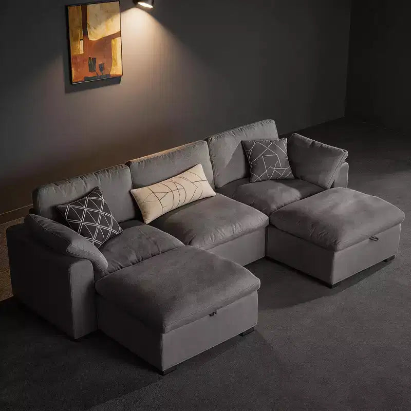 Canapé d'angle modulable Dyonery Oversized Cloud pour salon, canapé confortable en duvet à assise large et profonde, cadre en bois massif, assemblage sans outils