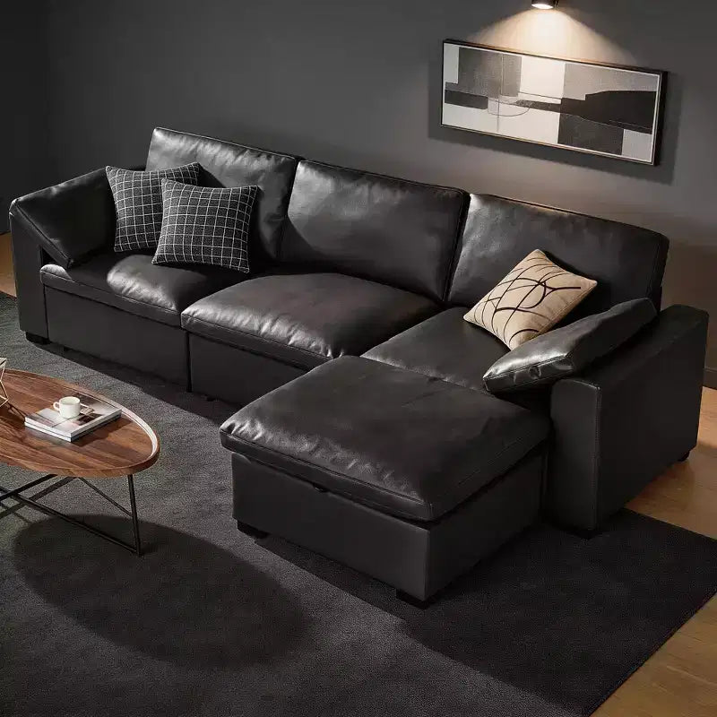 Canapé d'angle modulable Dyonery Oversized Cloud pour salon, canapé confortable en duvet à assise large et profonde, cadre en bois massif, assemblage sans outils